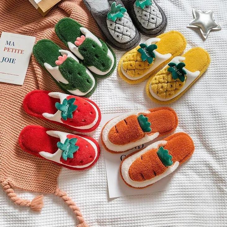 商品Alt模板：Warm Cute Plush Fruit Cotton Slippers SS0819 - xtest